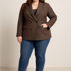 LOFT Charcoal Checkered Blazer